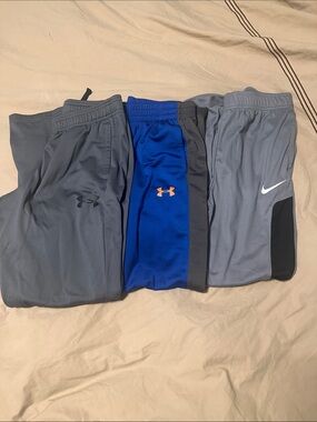 Under Armour and Nike Kids pants Trio - Gray, Royal Blue, Gray
